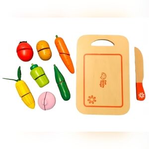 Fat Brain Toys Wooden Food Chopping Set, Cutting Board & Knife Fine Motor Skills